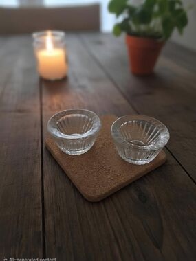 Vintage Hadeland  Norway Scandinavian Clear Glass Votive Candle Holders